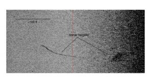 A sonar picture of the new shipwreck site off North Carolina that has been taken by the autonomous underwater vehicle Sentry.