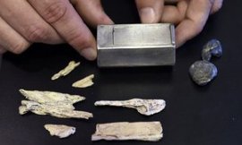 A well-preserved gold box considered to be a Catholic reliquary is shown at Smithsonian’s National Museum of Natural History in Washington.