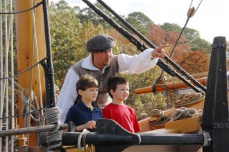 Jamestown Settlement Godspeed site visitors