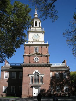 The clocktower at Independence Hall. Philadelphia, PA by Captain Albert E. Theberge, NOAA Corps (ret.) (NOAA Photo Library: amer0024). CC-BY-2.0 via Wikimedia Commons.