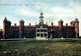 View of forward facade of the medical center during the National Military Home in Dayton, Ohio